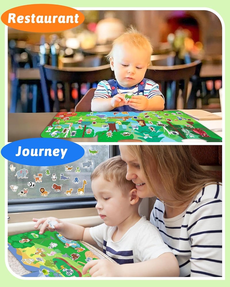 Benresive Reusable Sticker Books for Toddlers, 3 Sets Travel Stickers for Kids, Toddler Sticker Book, Crafts Activities for Toddlers, 3 and Up Birthday Gifts Travel Toys - Image 3